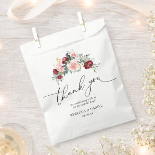Sachets En Papier Aquarelle rustique Burgundy Blush FlorMariage