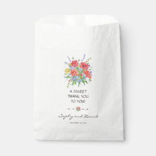 Sachets En Papier Aquarelle rustique Fleurs sauvages Mariage MERCI
