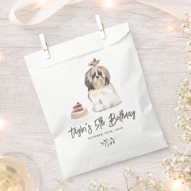 Sachets En Papier Aquarelle Shih Tzu Chien Merci d'anniversaire (Coupé)