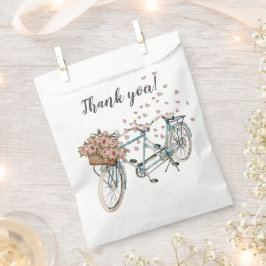 Sachets En Papier aquarelle tandem vélo merci pour le sac