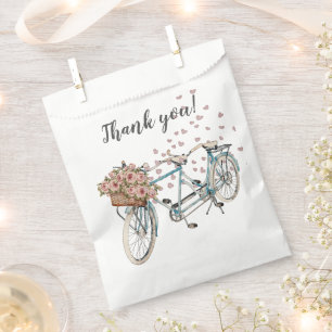 Sachets En Papier aquarelle tandem vélo merci pour le sac