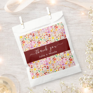 Sachets En Papier Aquarelles Vibrantes Fleurs de Tulipe d'Été Mariag