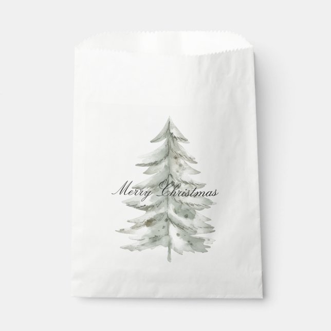 Sachets En Papier Arbre blanc de Noël (Devant)