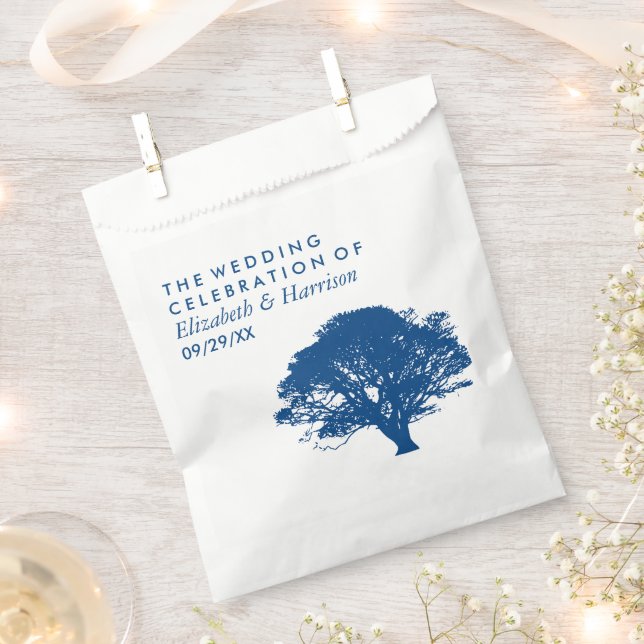 Sachets En Papier Arbre de chêne bleu, Mariage rustique et minimalis (Coupé)