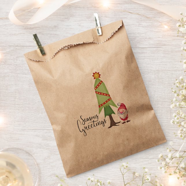 Sachets En Papier Arbre de Noël & Gnome (Coupé)