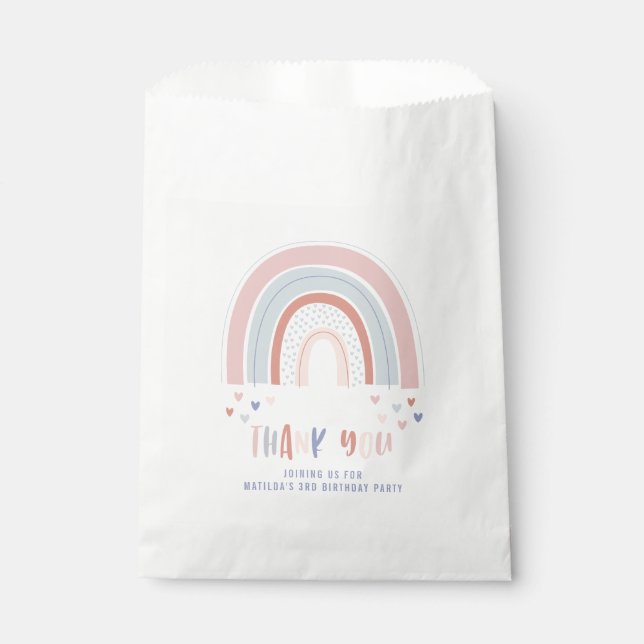 Sachets En Papier Arc-en-ciel et coeur merci pour (Devant)