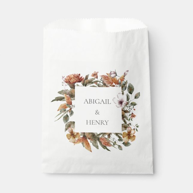 Sachets En Papier Arc Romantique d'automne Mariage floral (Devant)