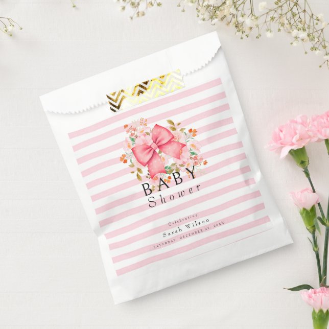 Sachets En Papier Arc rose baby shower d'aquarelle fleurie (Scellé)
