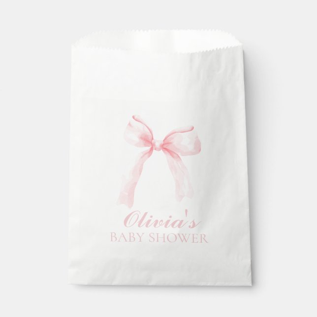 Sachets En Papier Arc rose et en vichy baby shower préppant (Devant)