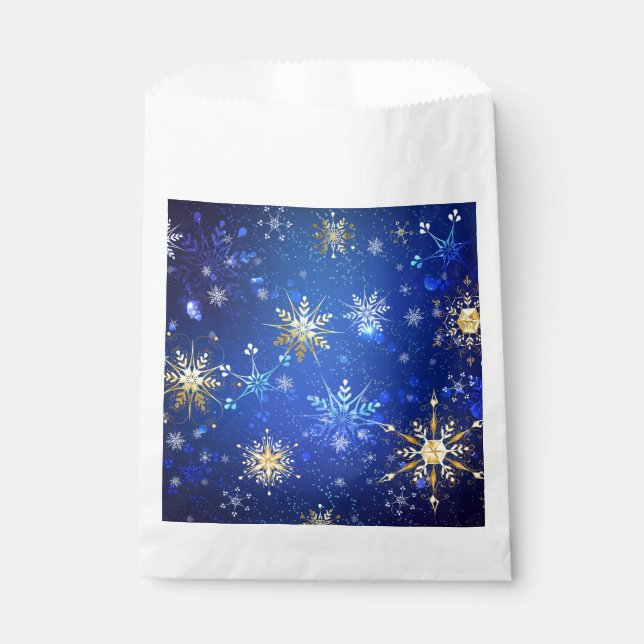 Sachets En Papier Arrière - plan Bleu XMAS avec des flocons de neige (Devant)