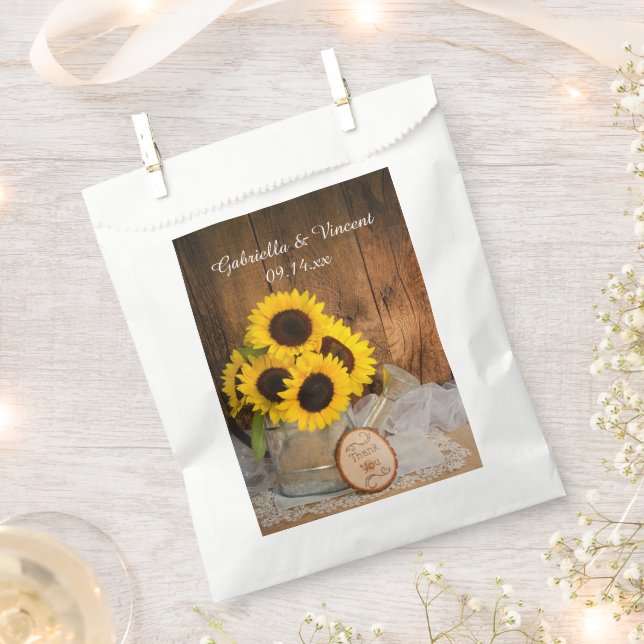 Sachets En Papier Arrosage du jardin de tournesols Can Merci Mariage (Coupé)