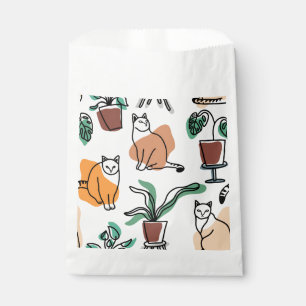 Sachets En Papier Art de trait dessin chats et fleurs