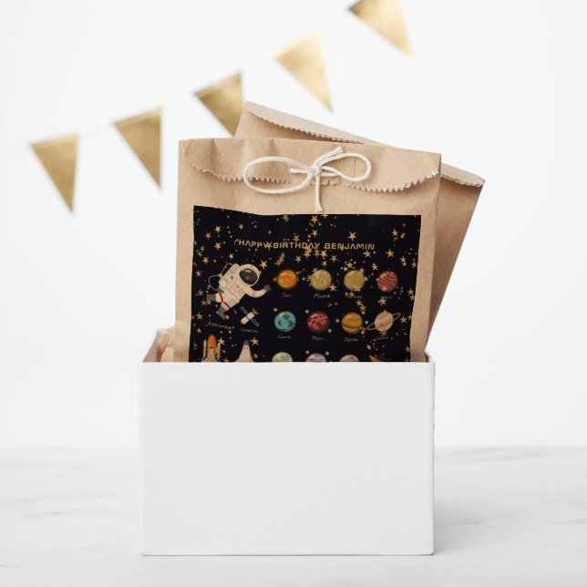 Sachets En Papier Astronaut Système solaire Monogramme Texte Parties (Fête)
