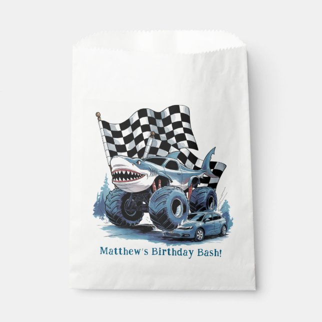 Sachets En Papier Attaque de requin Camion Monster Anniversaire Bash (Devant)