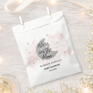 Sachets En Papier Au-Dessus De La Lune Baby shower filles
