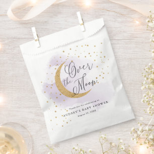 Sachets En Papier Au-dessus du Baby shower bleu Moon Gold Stars