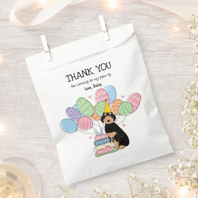 Sachets En Papier Aussiedoodle noir Tan Anniversaire Merci (Coupé)
