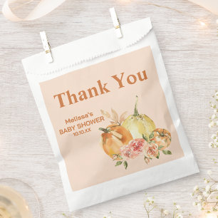 Sachets En Papier Automne citrouille orange blanc brun floral merci