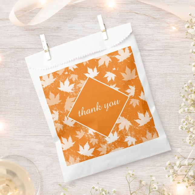 Sachets En Papier Automne Feuilles Motif Merci (Coupé)