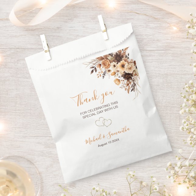 Sachets En Papier Automne Rustique Brown et ivoire Mariage campagnar (Coupé)