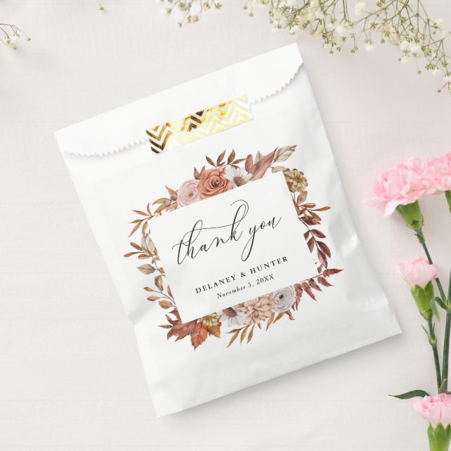 Sachets En Papier Automne Rustique Floral Personnalisé (Scellé)