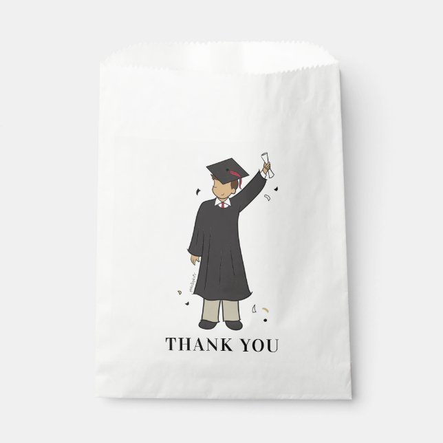 Sachets En Papier Avatar de garçon personnalisé | Diplôme d'études s (Devant)