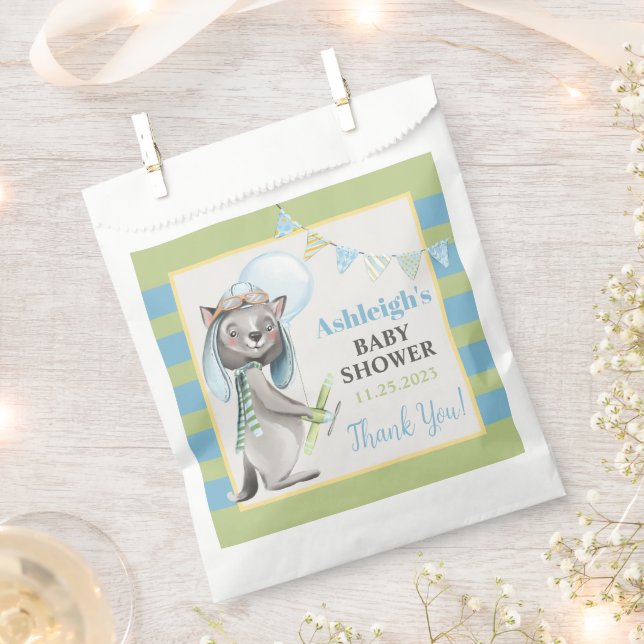 Sachets En Papier Aviateur Wolf, Baby shower rayé (Coupé)