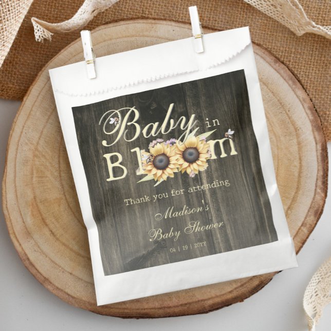Sachets En Papier Baby in Bloom Watercolor Baby shower de tournesols (Baby in Bloom Watercolor Sunflowers Baby Shower Favor Bag)