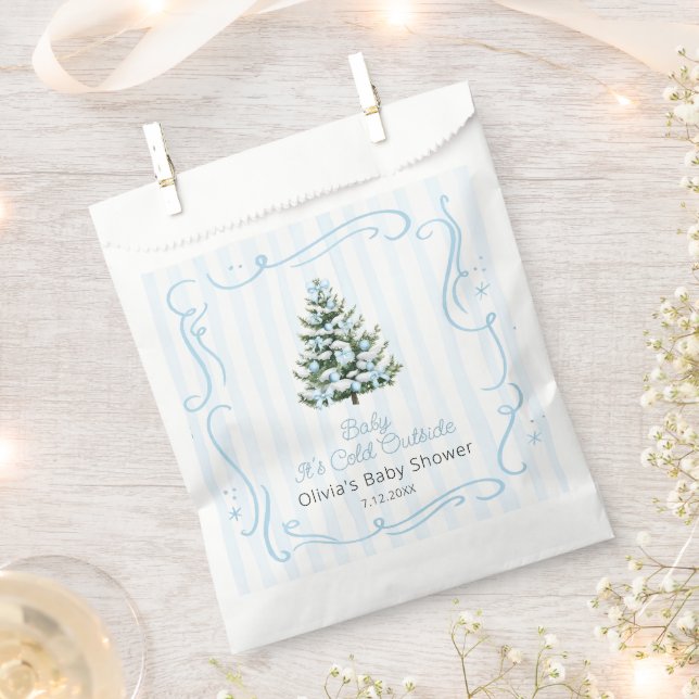 Sachets En Papier Baby It's Cold Outside Blue Winter Baby Shower (Coupé)
