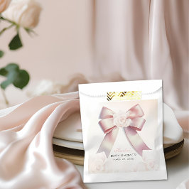 Sachets En Papier Baby shower à fleurs de Bow rose