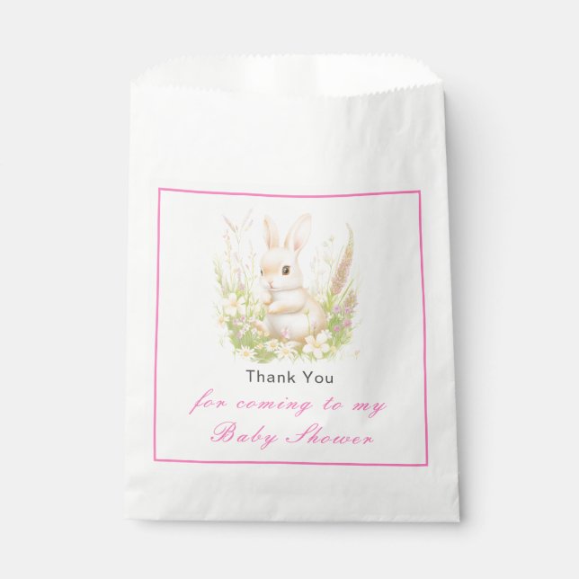 Sachets En Papier Baby shower à lapin de printemps (Devant)