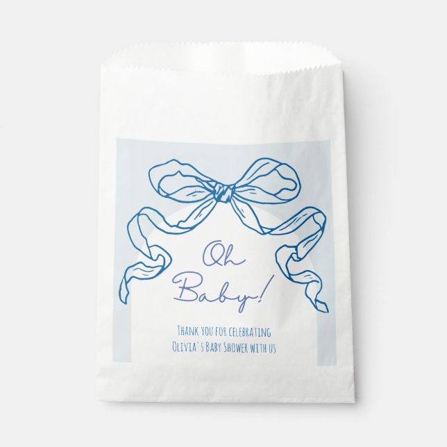 Sachets En Papier Baby shower à mâchoire blanche rétro (Devant)