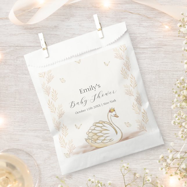 Sachets En Papier Baby shower à papillon de cygne Gold Elegance (Coupé)