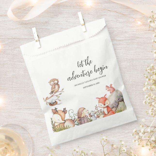 Sachets En Papier Baby shower animal de bois doux (Coupé)