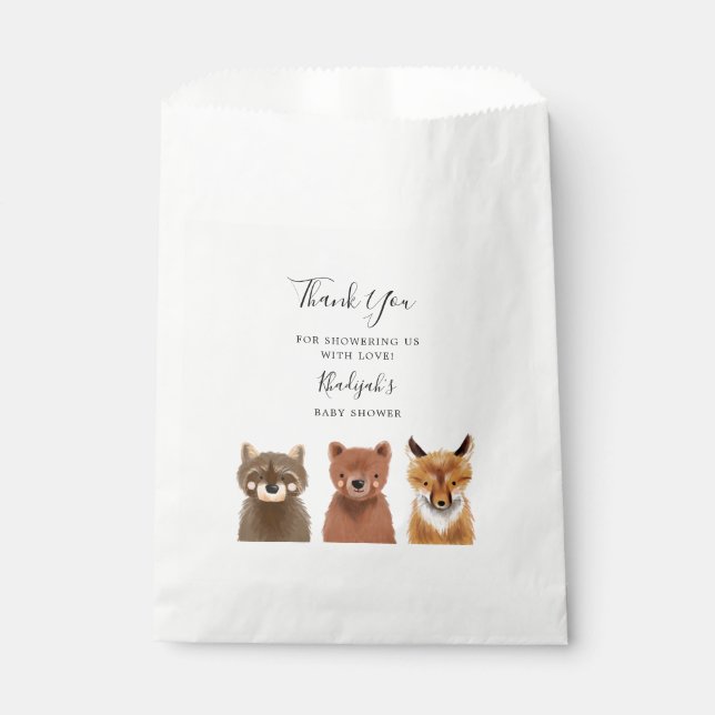 Sachets En Papier Baby shower animal de la forêt (Devant)