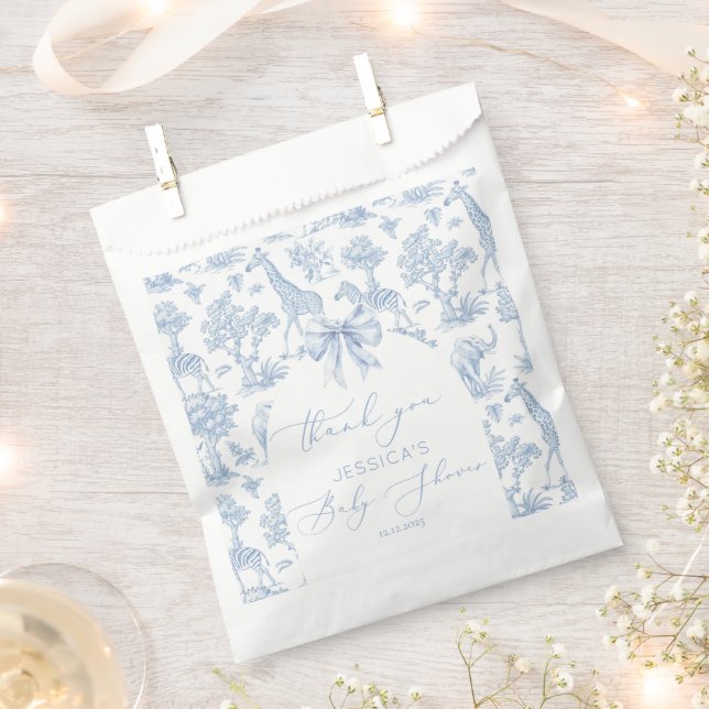 Sachets En Papier Baby shower animal Toile de Jouy Safari (Coupé)