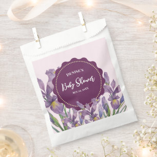 Sachets En Papier Baby shower Aquarelle Purple Irises Botanique