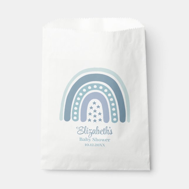 Sachets En Papier Baby shower arc-en-ciel bleu Boho (Devant)