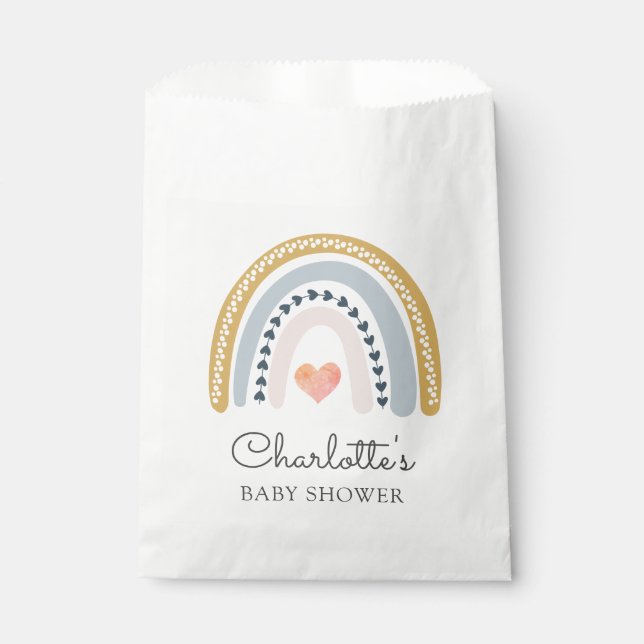 Sachets En Papier Baby shower arc-en-ciel Boho (Devant)