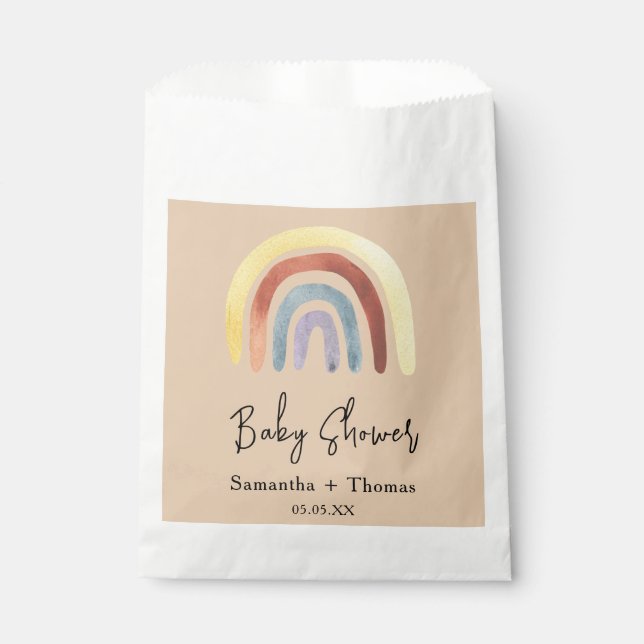 Sachets En Papier Baby shower arc-en-ciel Boho (Devant)