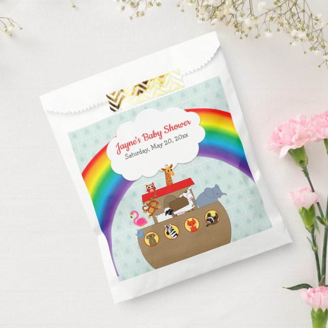 Sachets En Papier Baby shower arc-en-ciel de Noah (Scellé)