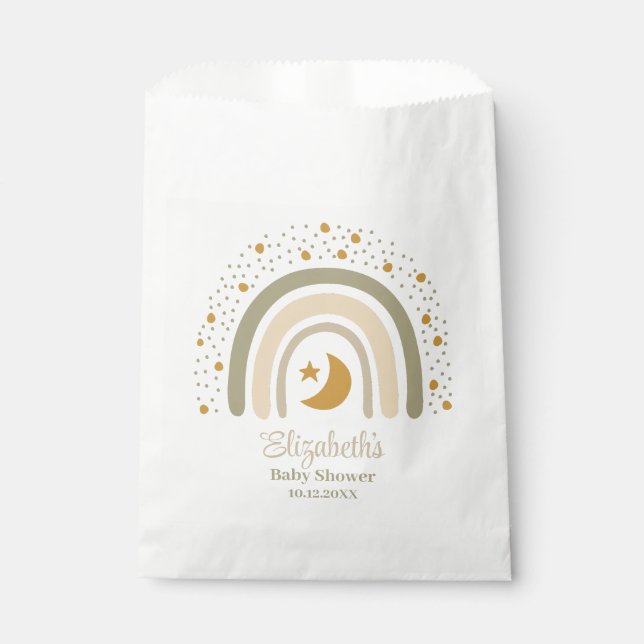 Sachets En Papier Baby shower arc-en-ciel neutre Boho (Devant)