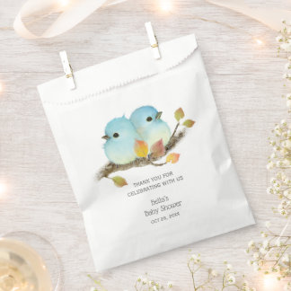 Sachets En Papier Baby shower aux oiseaux bleus mignons