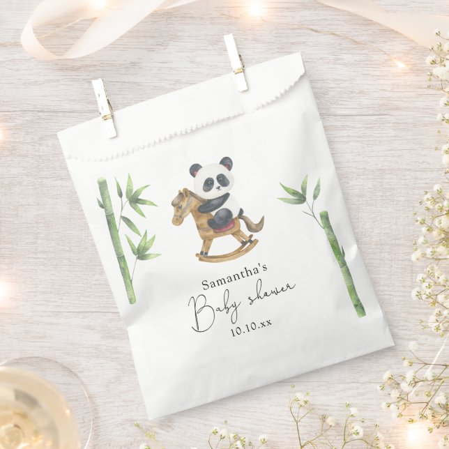 Sachets En Papier Baby shower bambou et ours de panda (Coupé)