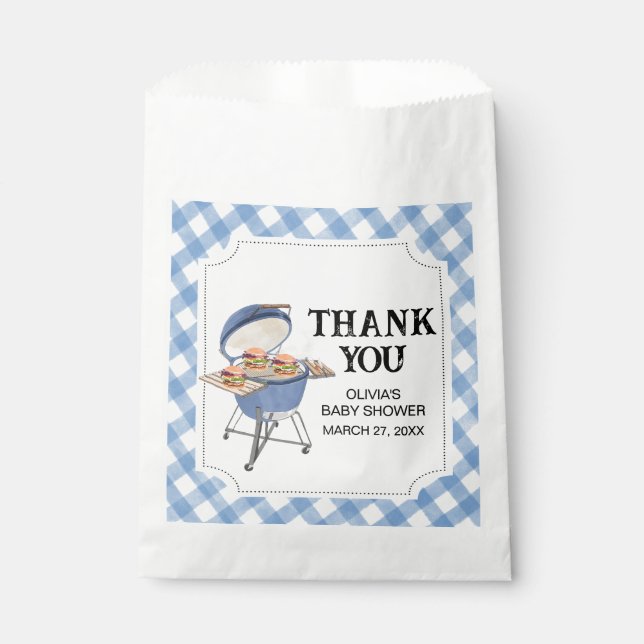 Sachets En Papier Baby shower BBQ Burger Bleu (Devant)
