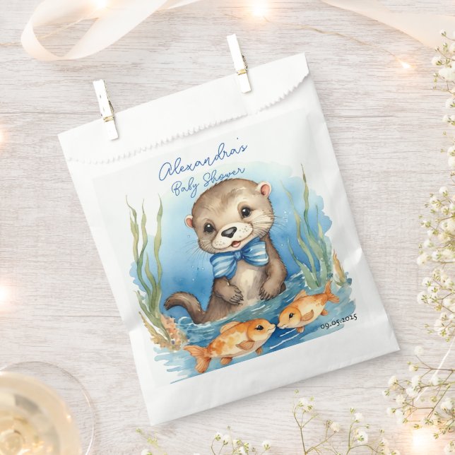 Sachets En Papier Baby shower bébé Otter Boy (Coupé)