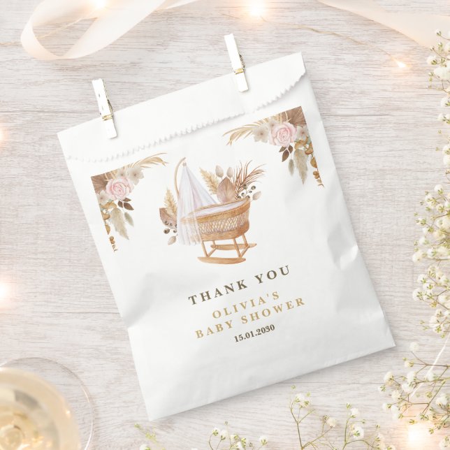 Sachets En Papier Baby shower blanc à l'aquarelle (Coupé)