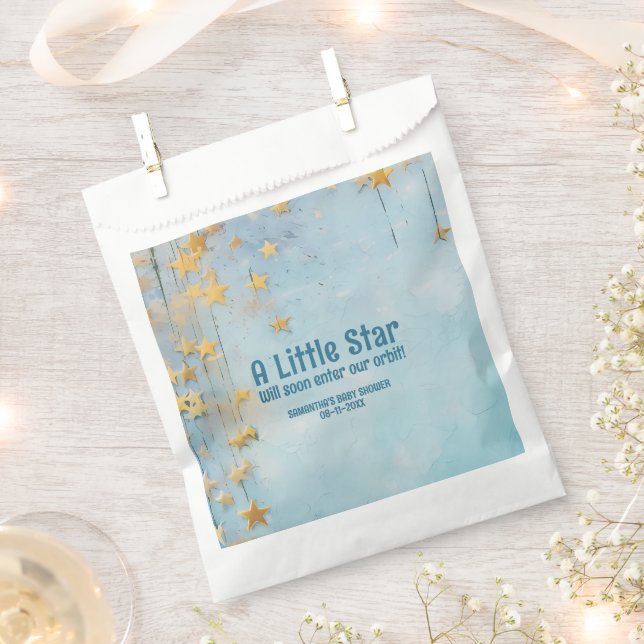 Sachets En Papier Baby shower bleu Little Star (Coupé)