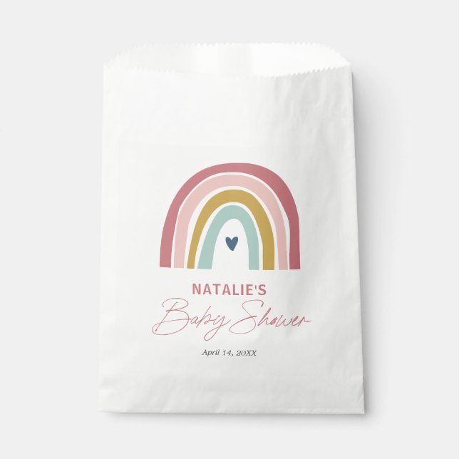 Sachets En Papier Baby shower bleu rose arc-en-ciel (Devant)