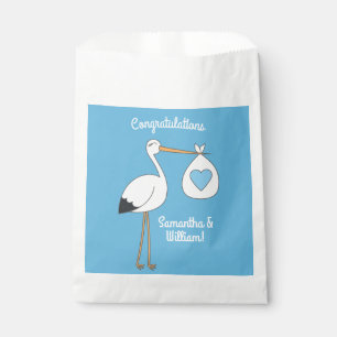 Sachets En Papier Baby shower Blue Boy Stork